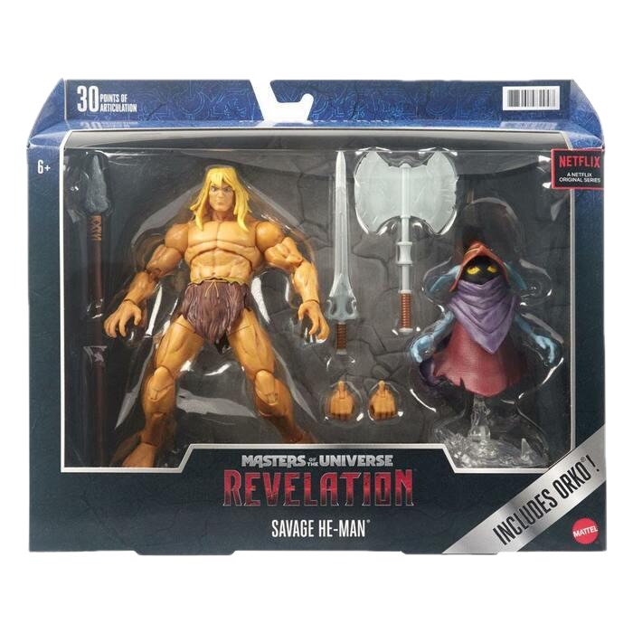 MASTERS OF THE UNIVERSE - Revelation Masterverse - Deluxe Savage He-Man & Orko Action Figure 2-Pack