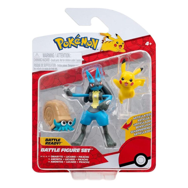 Pokémon Battle Figure Set 3-Pack Pikachu, Omanyte, Lucario