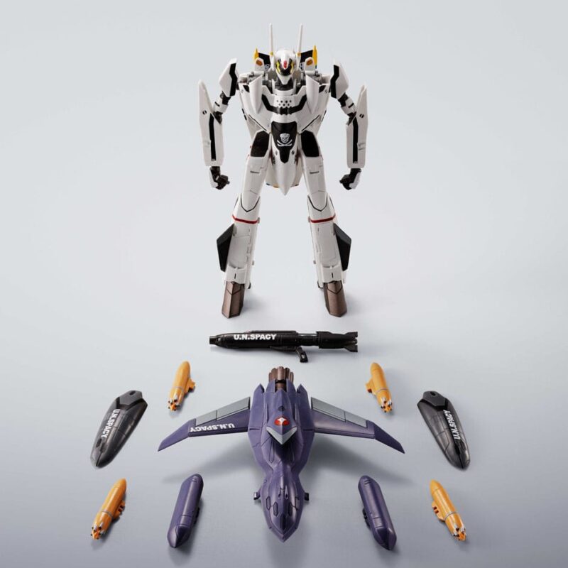 Macross 7 Hi-Metal R Action Figure VF-0S Phoenix (Roy Focker Use) & QF-2200D-B Ghost Set 14 cm